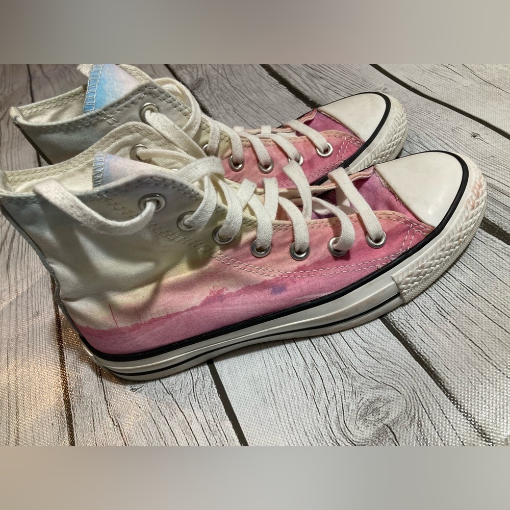 Converse All Star Chuck Taylor High Tops Women’s Pink Ombré Watercolor Sunset 6
